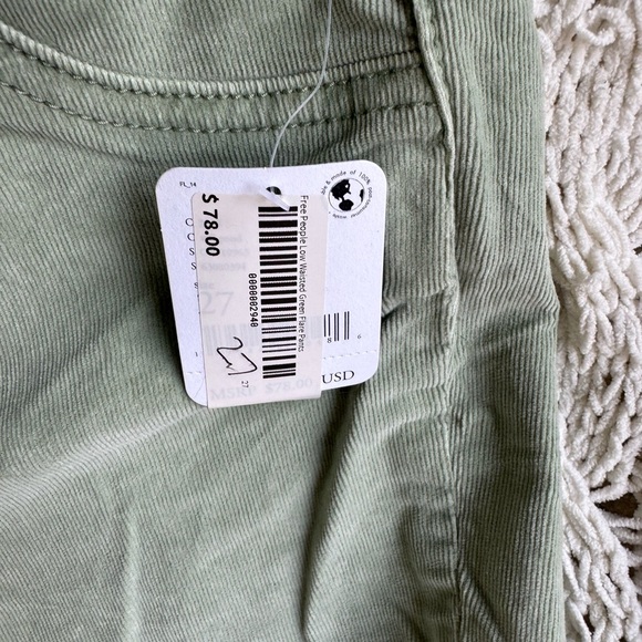 Free People Light Green Corduroy Bell Bottom Pants - Picture 2 of 8